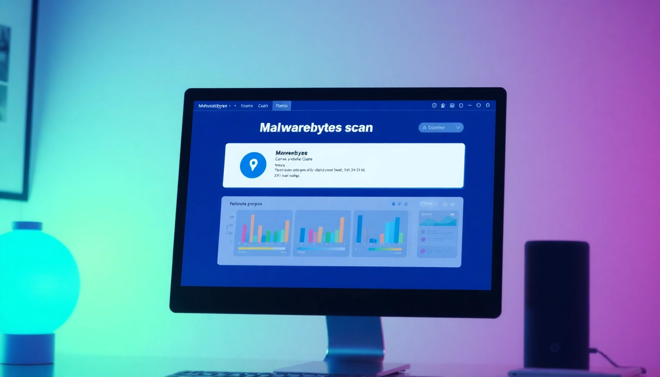 Visualize how long does a malwarebytes scan take with a computer showing the progress of a Malwarebytes scan.