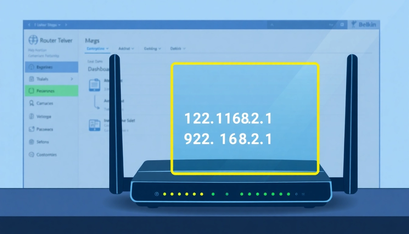 Access the Belkin default IP 192.168.2.1 settings interface on a router's web dashboard.