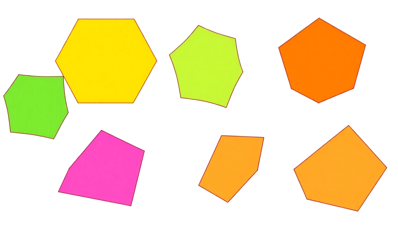 Illustration explaining what are adjacent sides in polygons, showcasing common vertices with colorful diagrams.