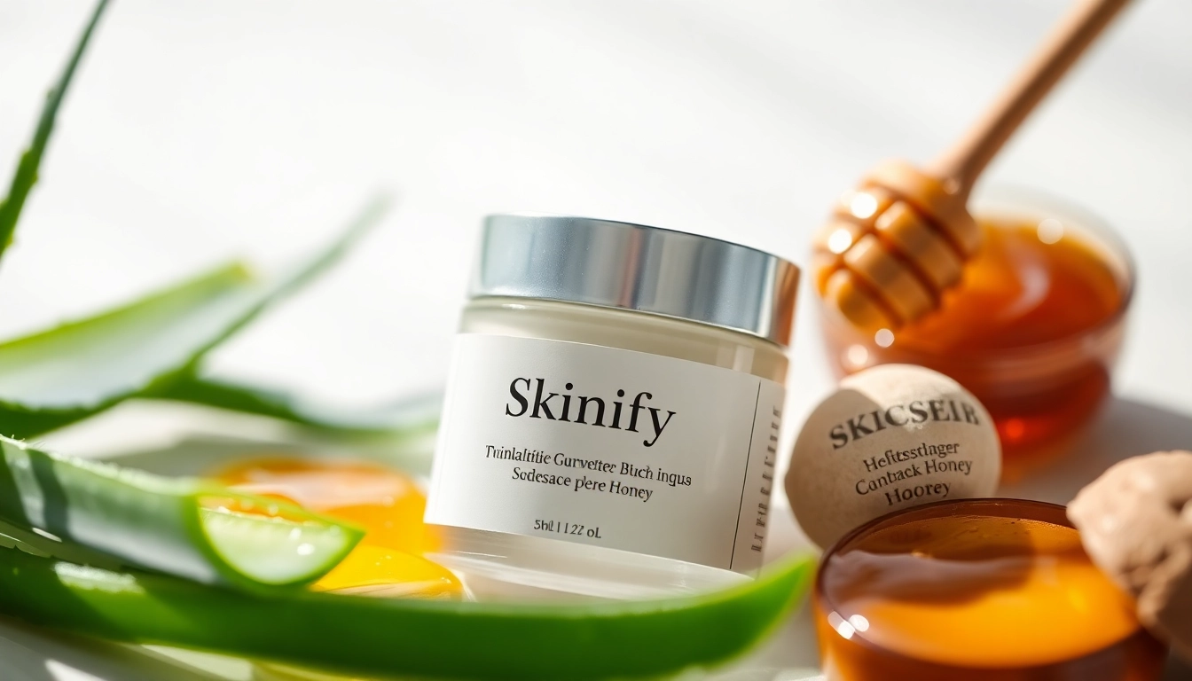 Skinify skincare product showcased with natural ingredients for a radiant glow.