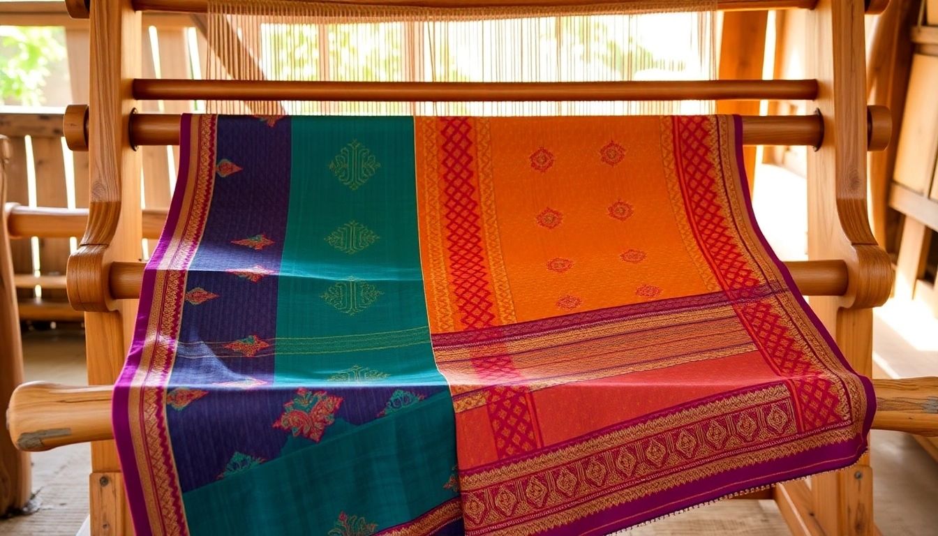 Admiring the Bomkai saree origin with its intricate patterns and vivid colors, reflecting tradition.