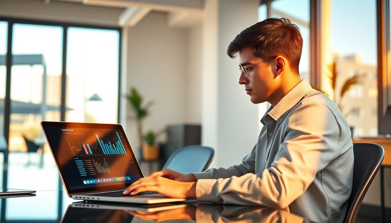 Engaging image of digital marketing service Australia AppKod showcasing a modern workspace with analytics on a laptop.