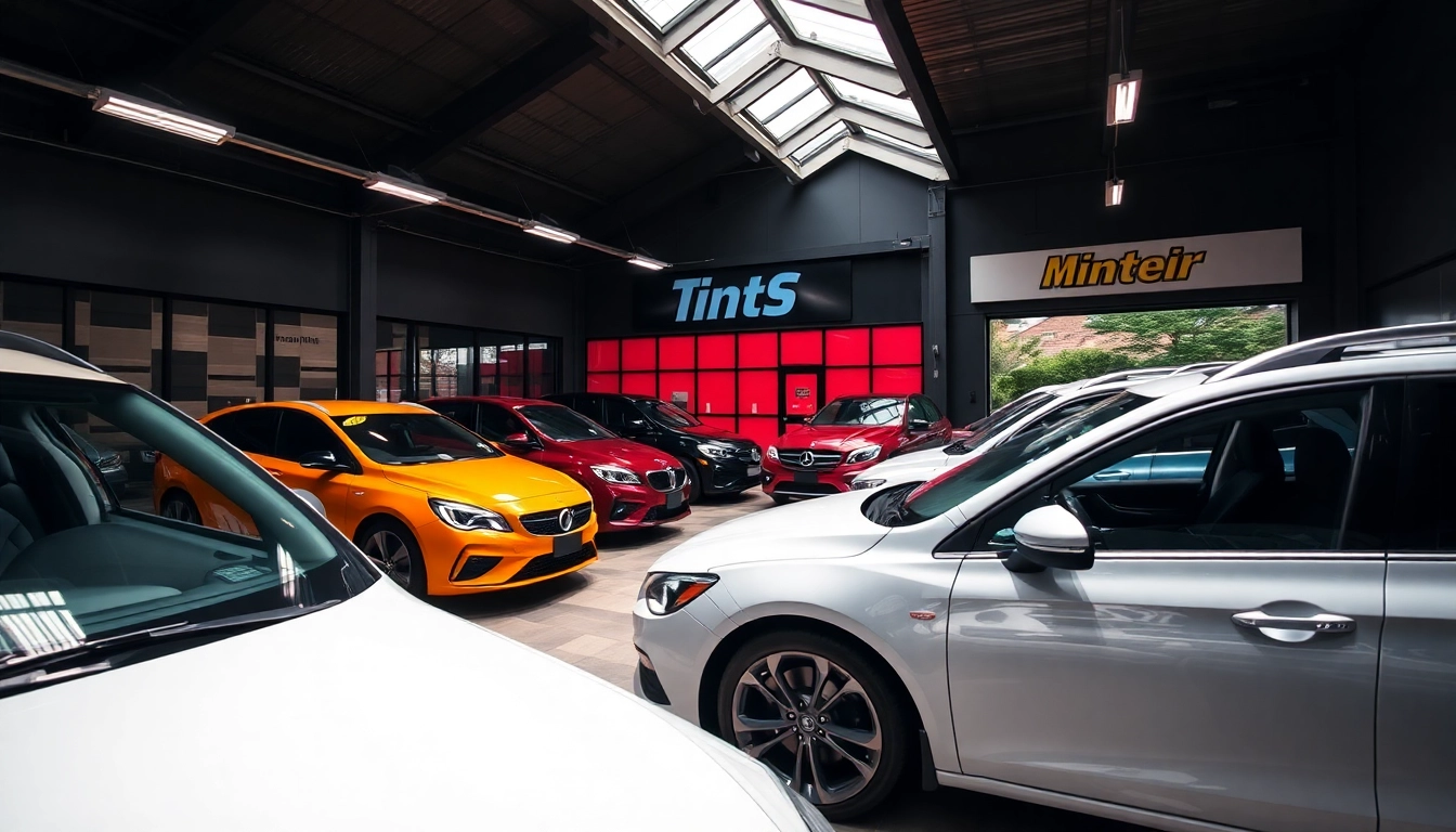 Tint shop Warrington showcasing a variety of vehicles with stylish window tints.