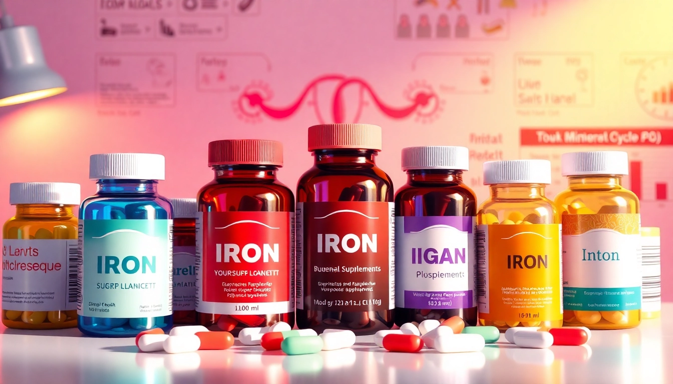 Iron supplements period: Visualize various iron supplements designed for women during their periods to promote health.