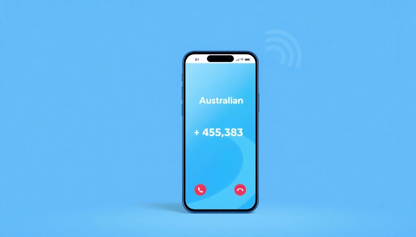 Showcasing an australian virtual mobile number on a smartphone screen in a professional setup.