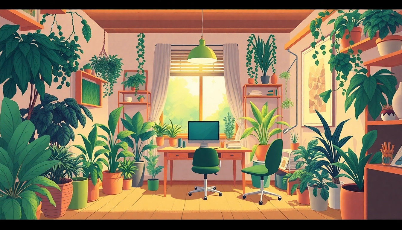 View a cozy home office inspired by the whatutalkingboutwillis blog, showcasing plants and warm decor elements.