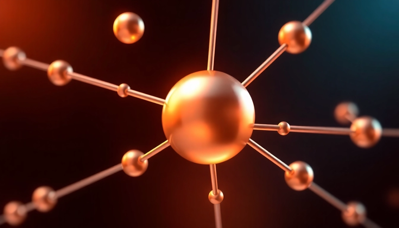 Visualizing the atomic mass of copper by representing its atomic structure, highlighting its essential elements and isotopic details.