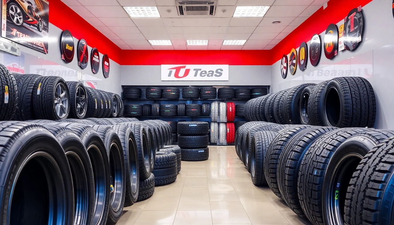 Discover the best tyre in UAE showcased in a vibrant showroom with diverse brands.