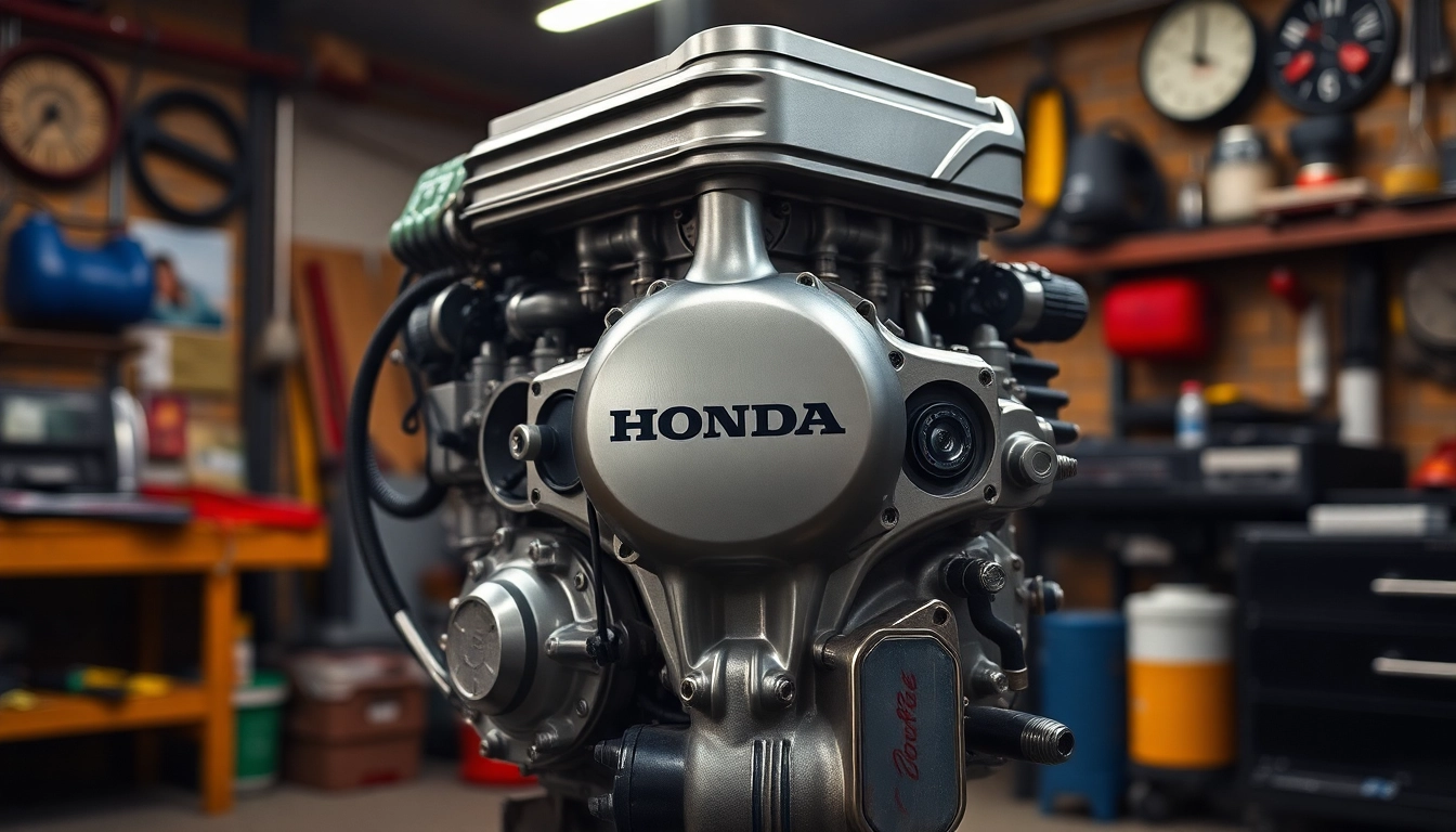 Inspecting the powerful 5 cylinder Honda engine showcasing its aluminum construction and fuel injection system.