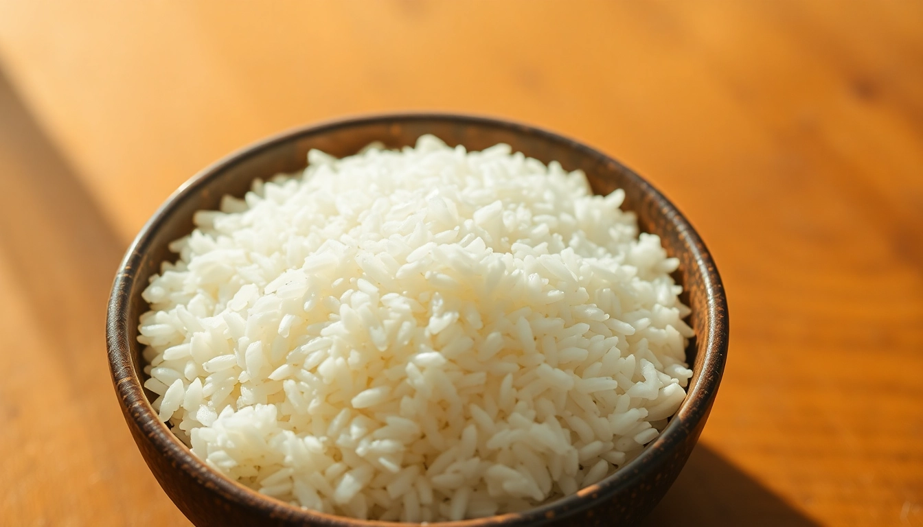 Can white rice cause acne? Close-up of white rice showing texture and grains.