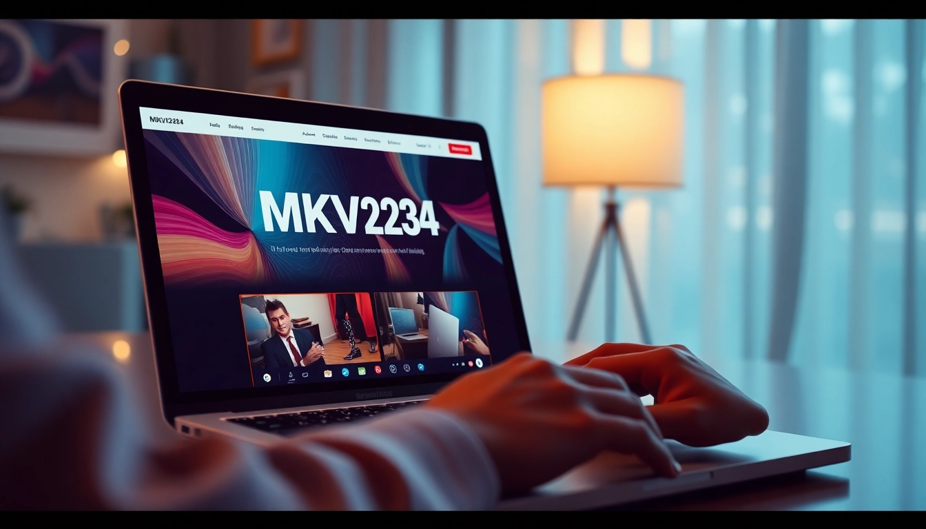 Engage with mkv1234, navigating through a modern movie site on a laptop with vibrant visuals.