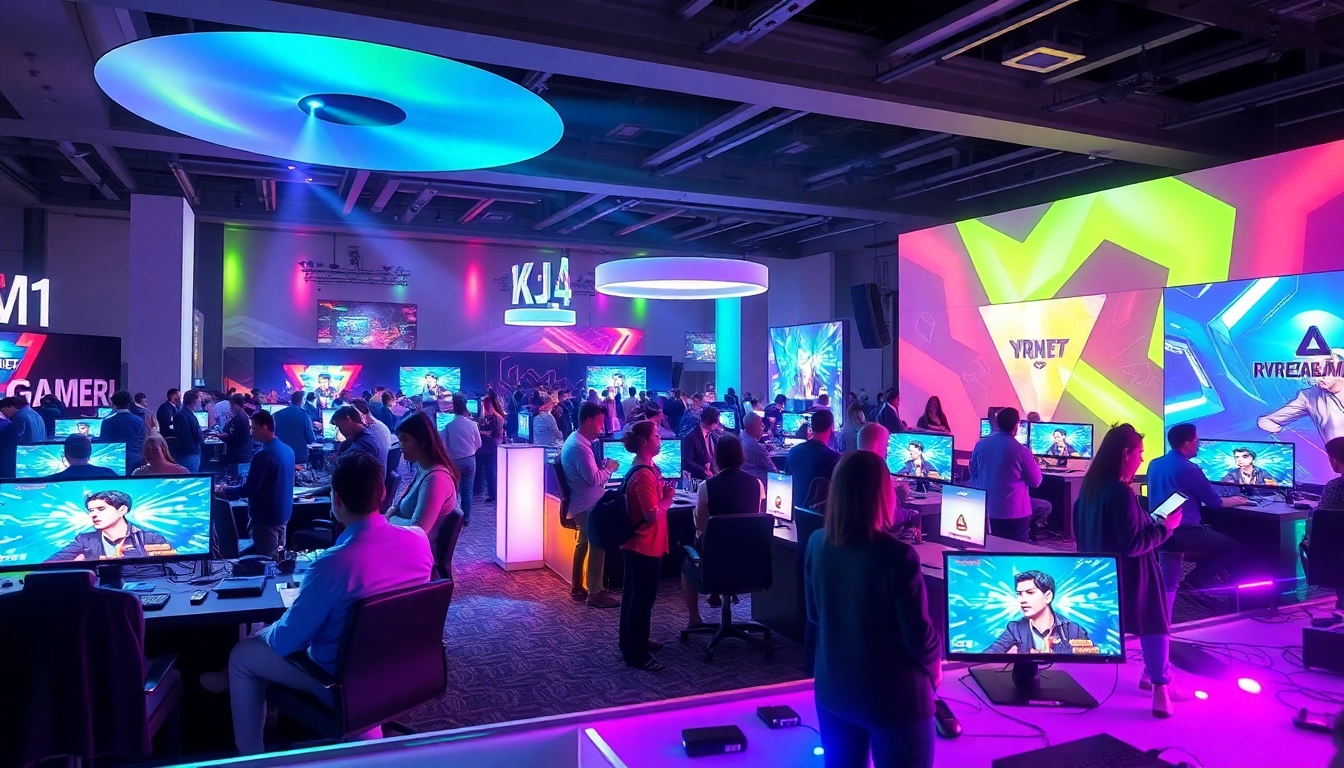 Experience the dynamic atmosphere of gaming lyncconf with engaging players and high-tech setups.