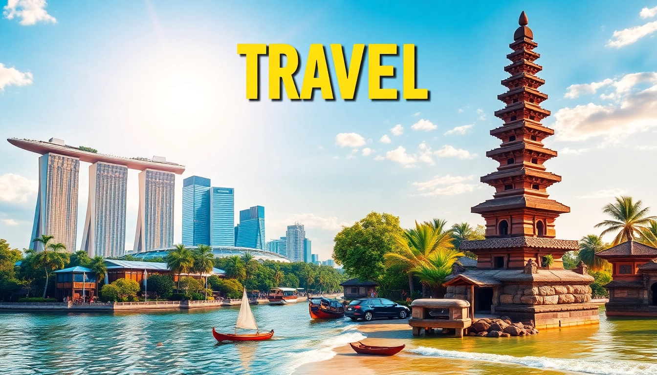 Experience Singapore Bali packages from Delhi with scenic beaches and iconic landmarks in a vibrant composition.