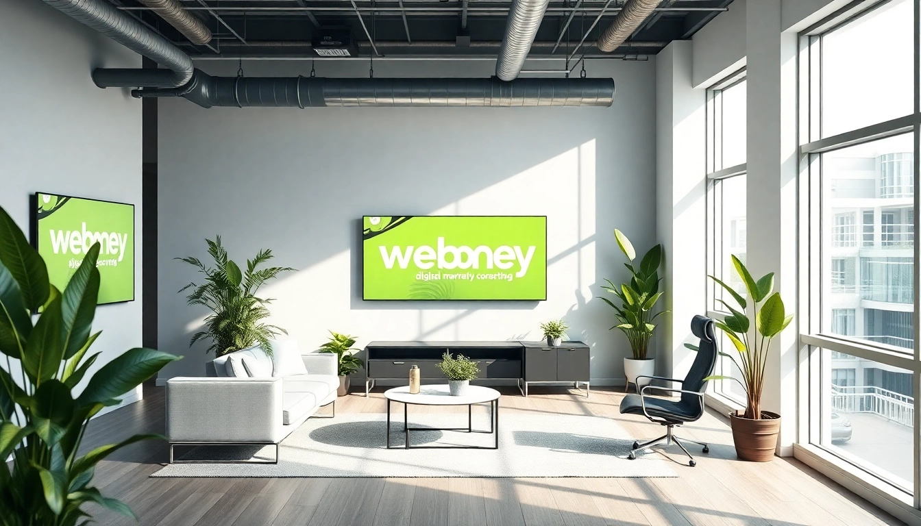 Weboney's creative workspace showcasing modern design elements and branding.