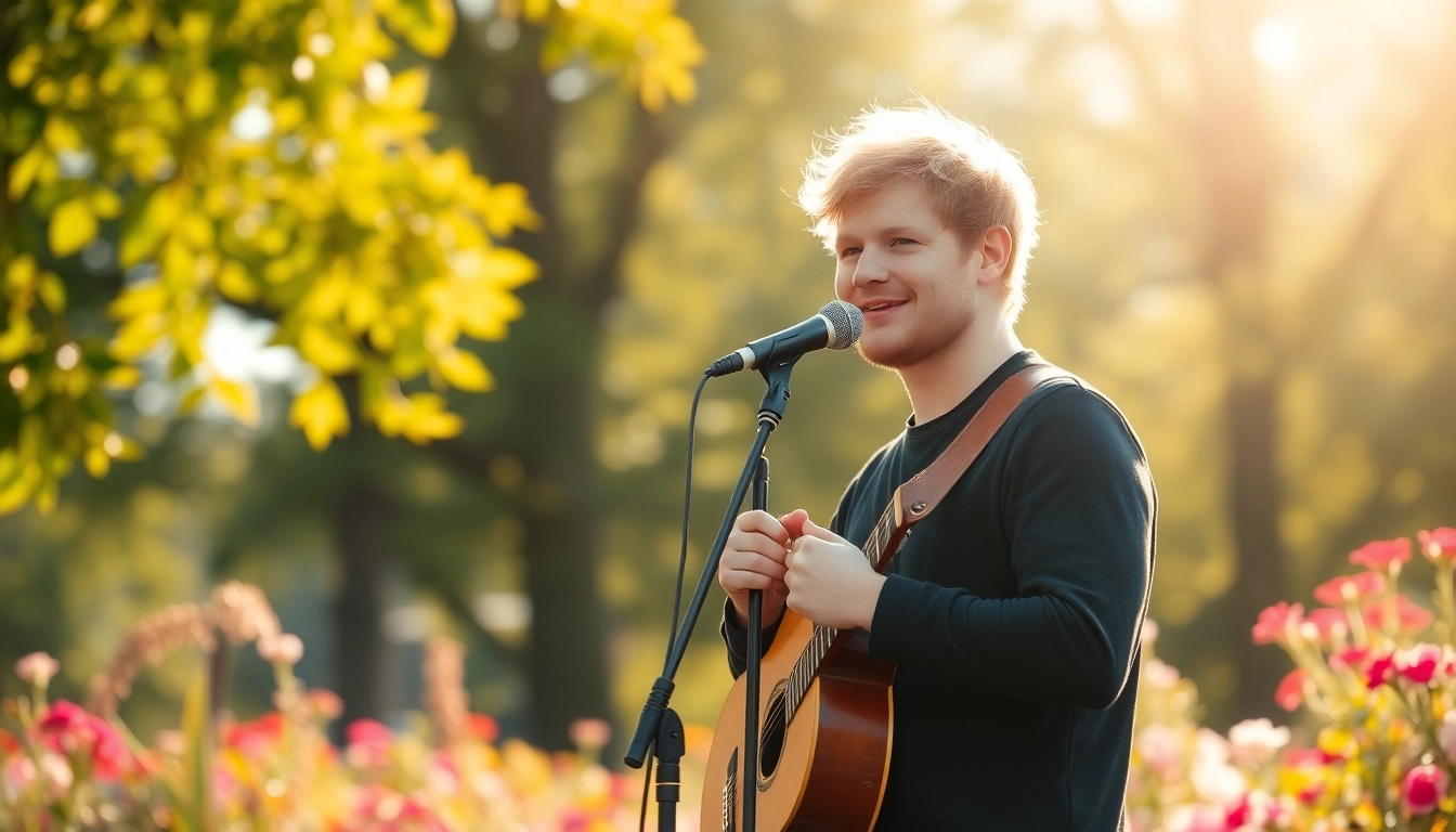 Ed Sheeran details the lovestruck jitters in sweet new single, capturing his vibrant performance and emotional expression.