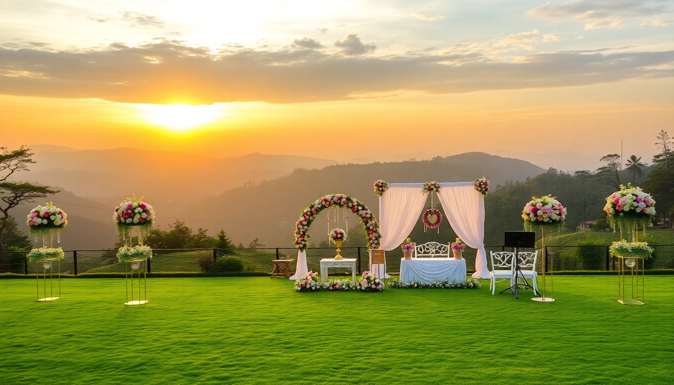 Beautiful outdoor wedding venue setup for a lonavala destination wedding with stunning valley views and elegant decor.