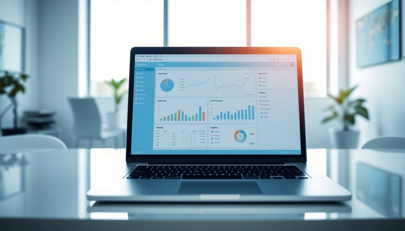 View the dashboard of carrier TMS software showcasing analytics and operational tools in an office setting.