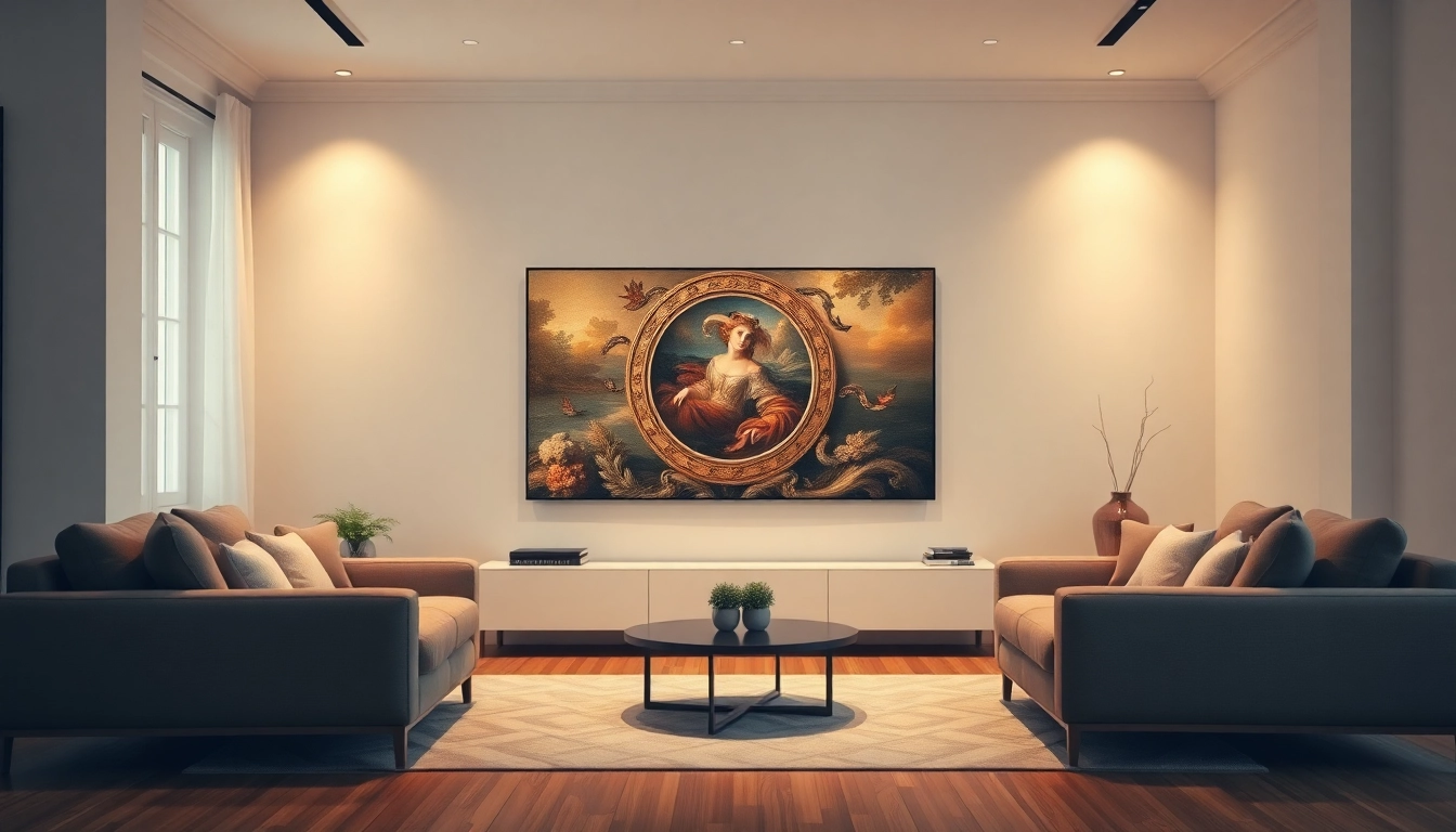 The Samsung Frame TV that turns into art seamlessly integrates into a stylish living room decor.