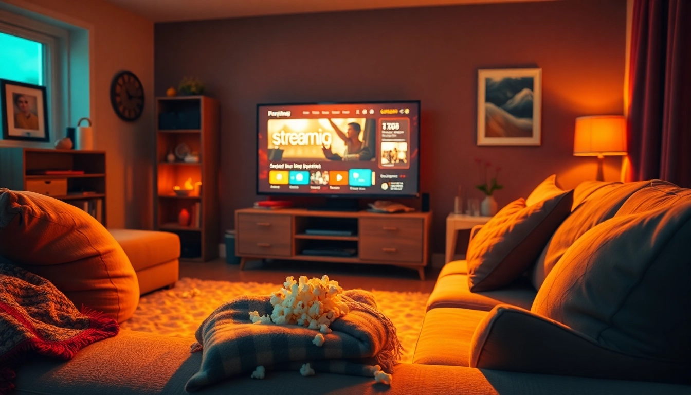 Stream your favorite shows like couchtuner you people in a cozy living room with popcorn and blankets.