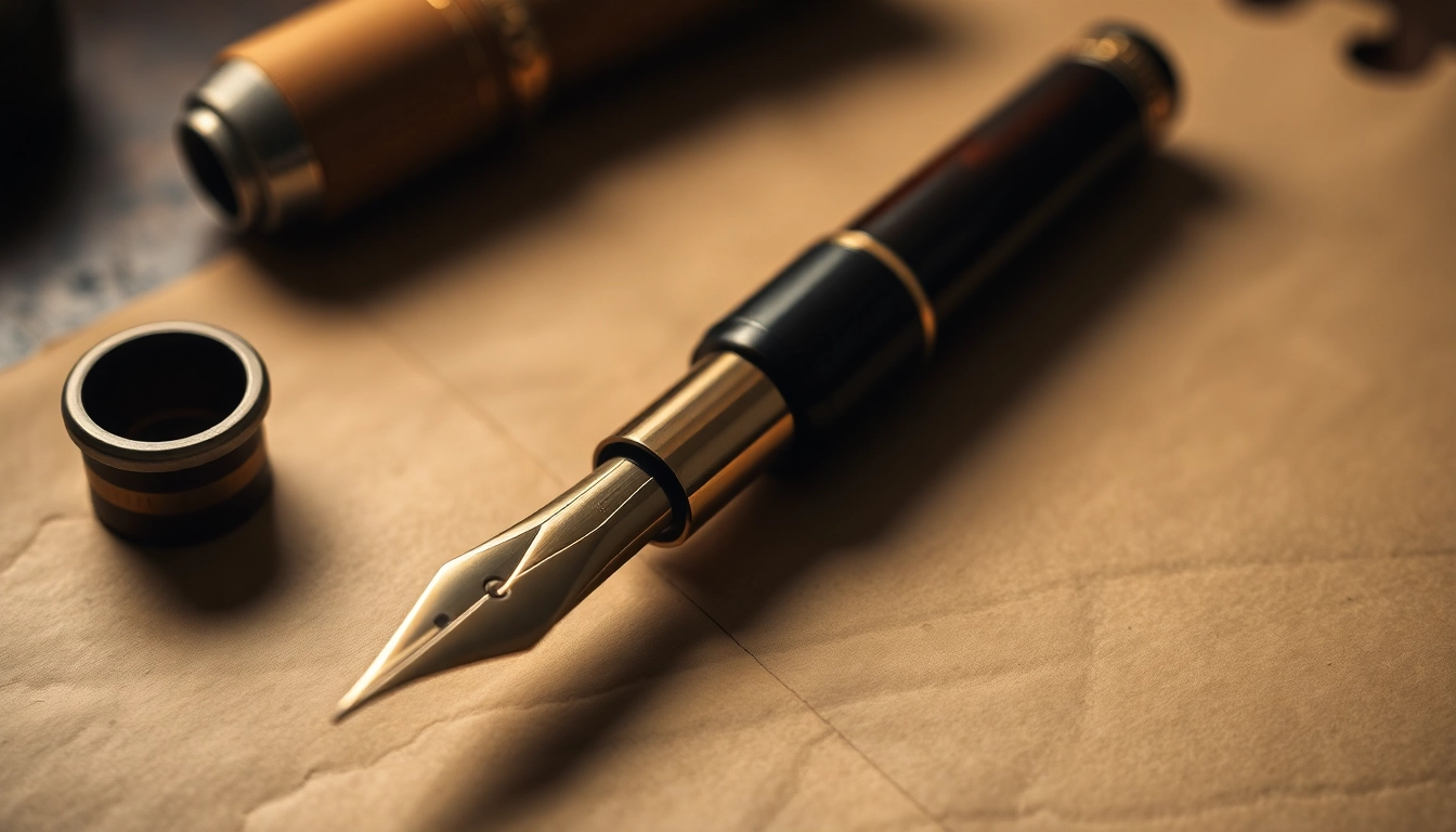 Unveil who is the founder of fountain pen with a stunning close-up of a vintage fountain pen on exquisite paper.