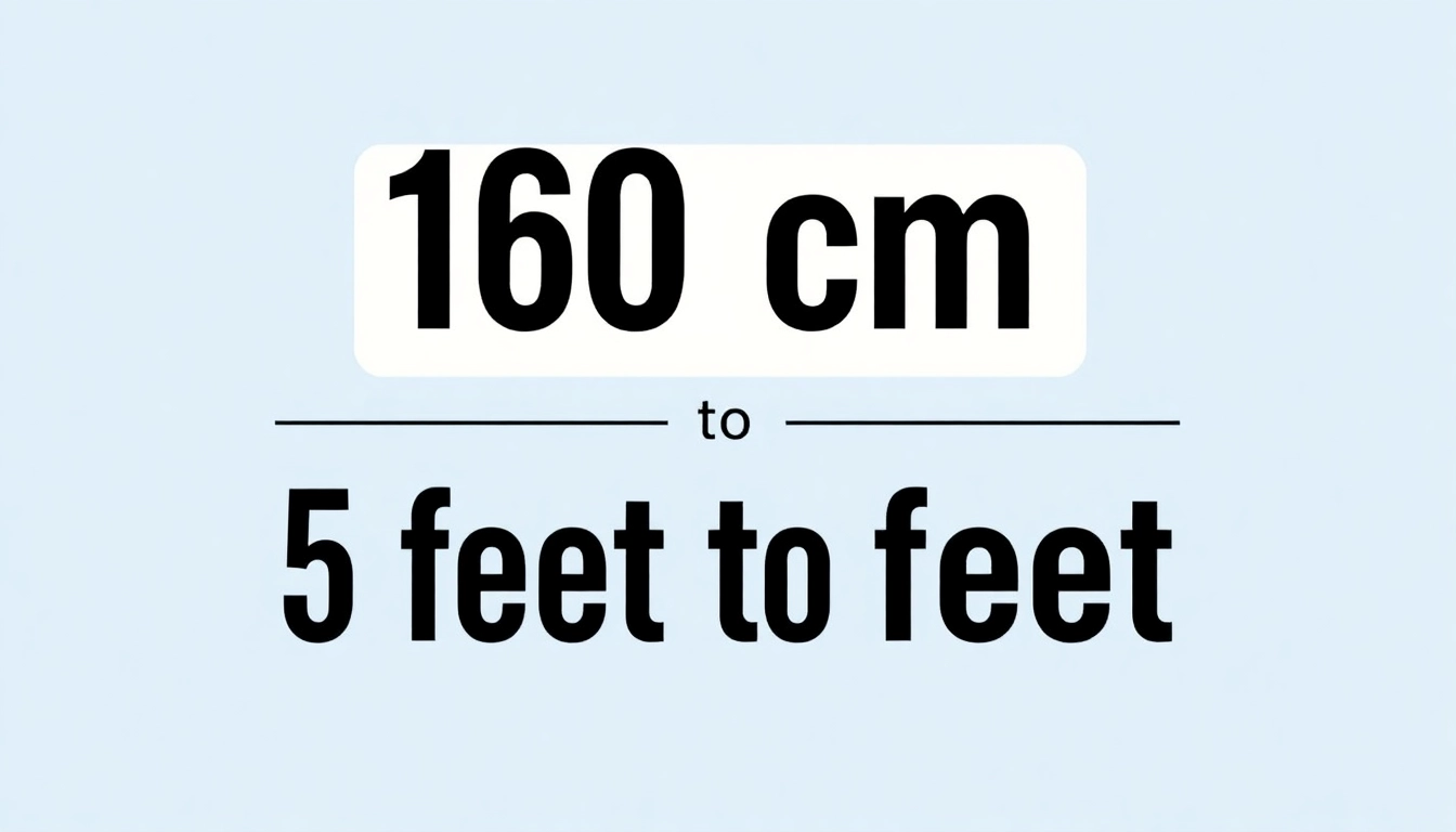 Find out how much 160cm in feet converts to 5 feet 3 inches in an informative graphic.