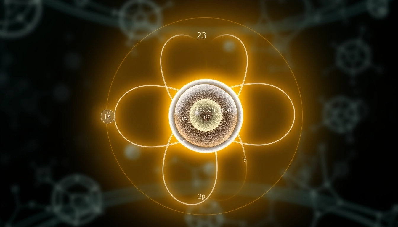 Visual representation of the electron distribution of carbon in its atomic structure, highlighting orbital arrangement and key shells.