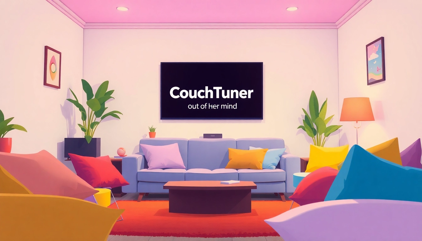 View a cozy living room scene featuring CouchTuner out of her mind on a vibrant screen.