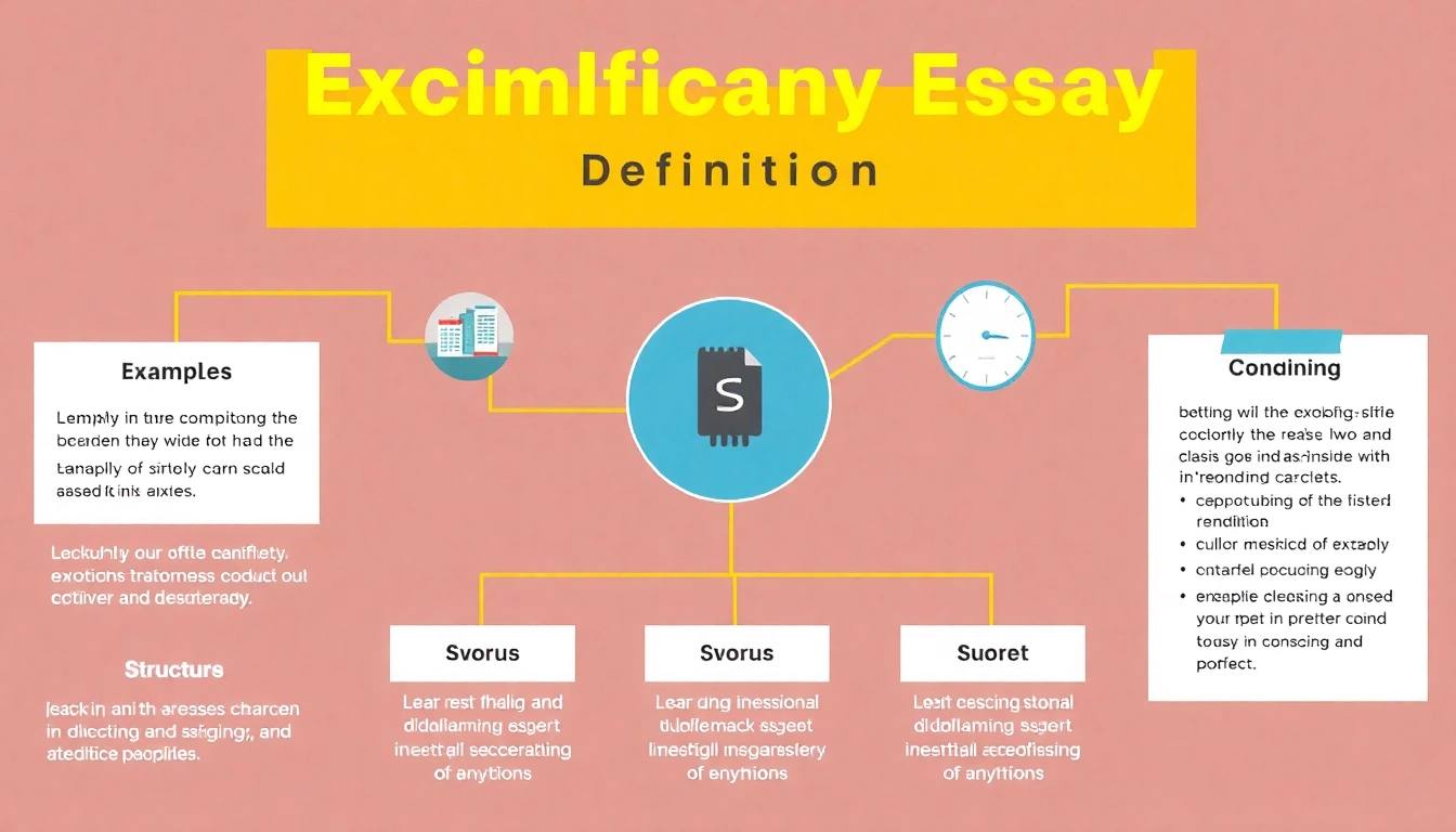 An infographic illustrating the exemplification essay definition with examples.