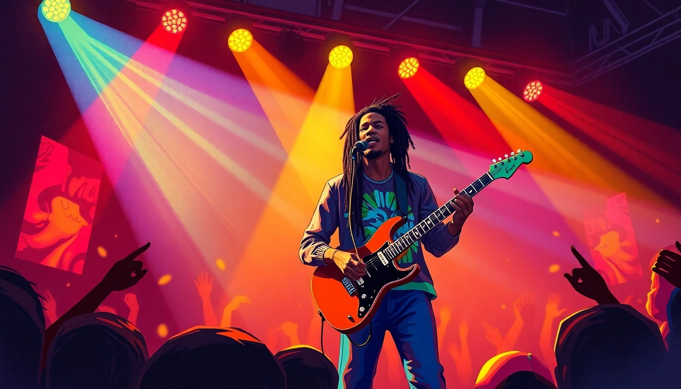 Listen to Joshua Omaru Marley songs while he captivates the audience on stage.