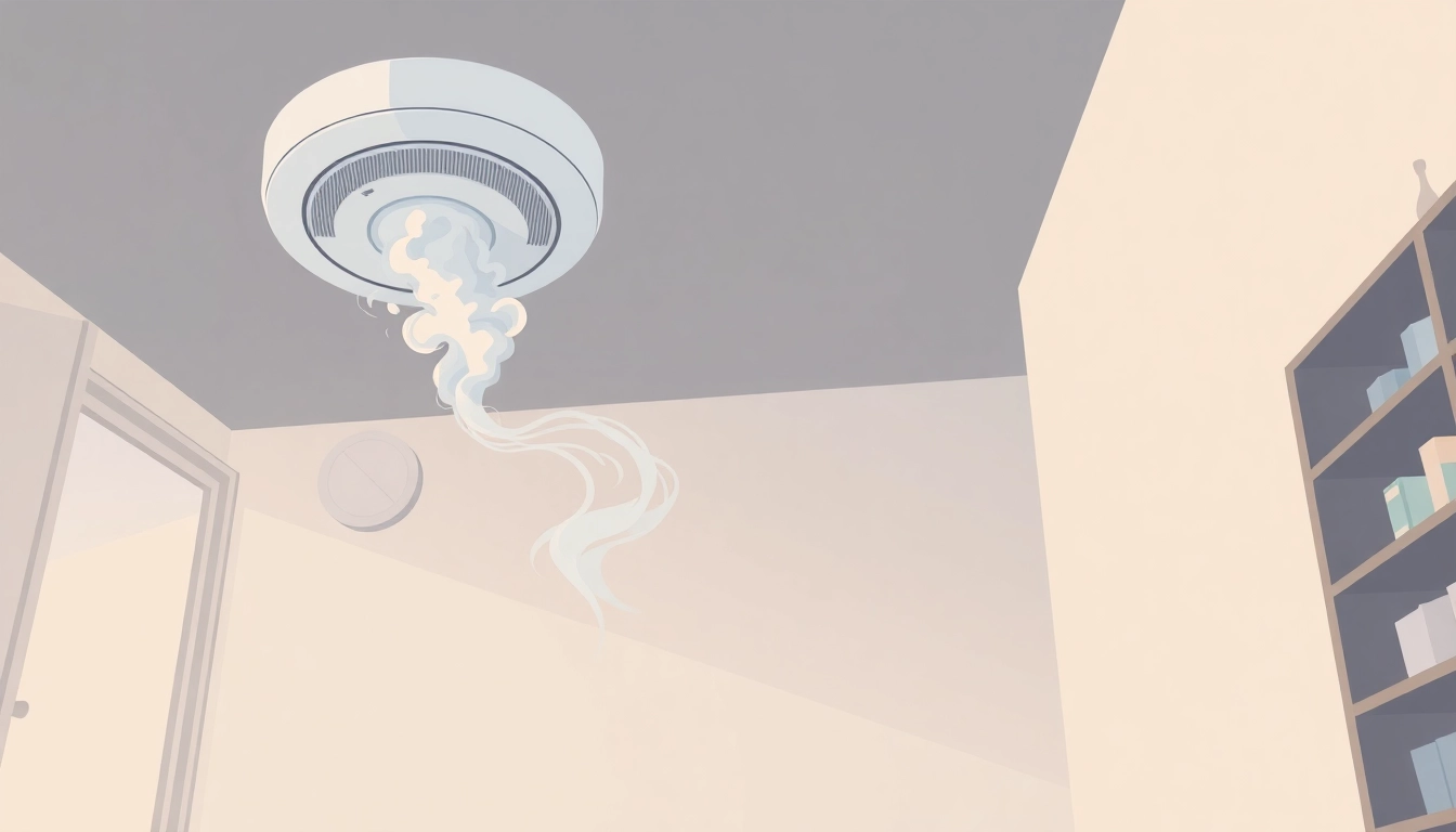 Can a vape set off a fire alarm? A vape cloud hovering below a smoke detector in a modern room.