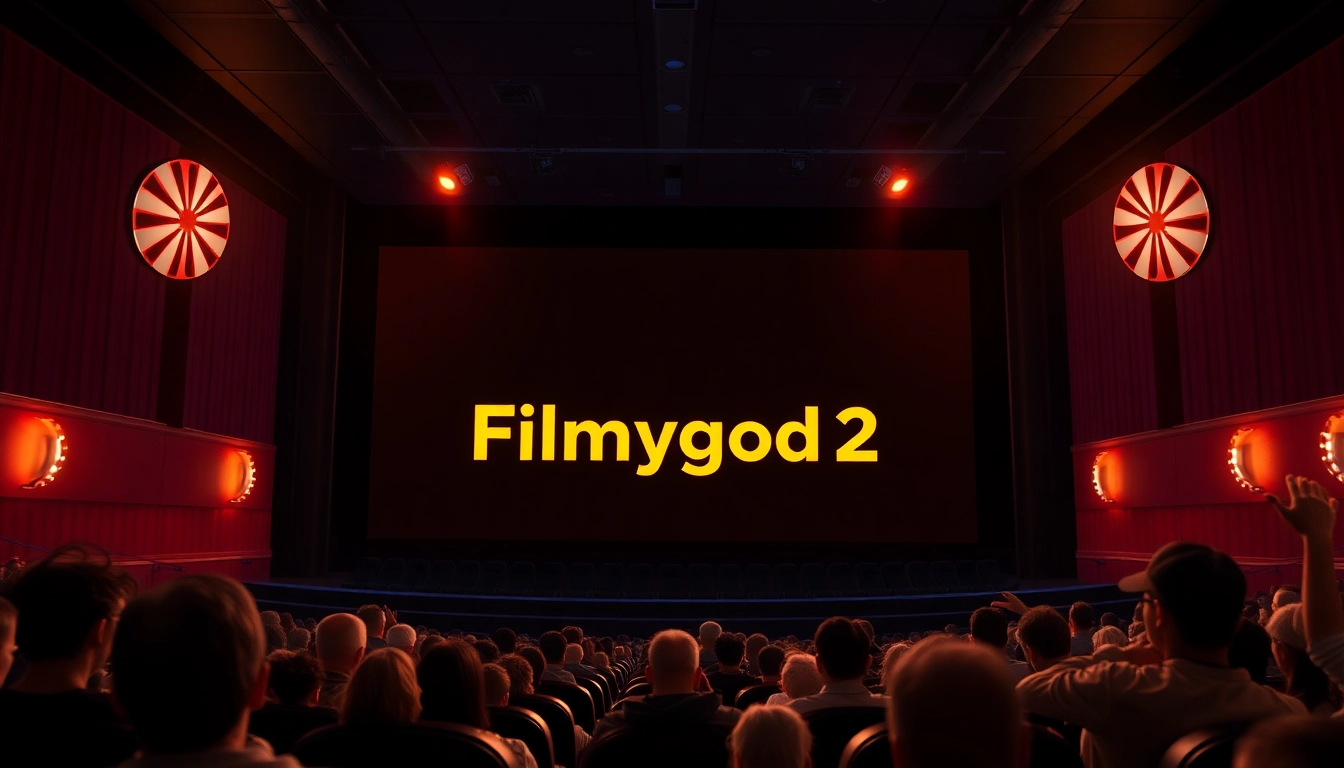 Experience the thrilling ambiance of Filmygod 2 at a packed movie theater with excited viewers.