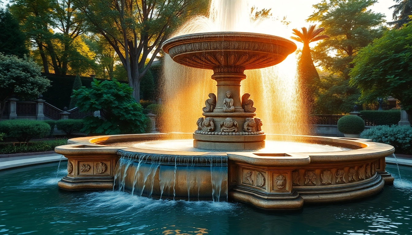 Learn about who invented fountain as an intricately carved ancient fountain flows in a vibrant garden.