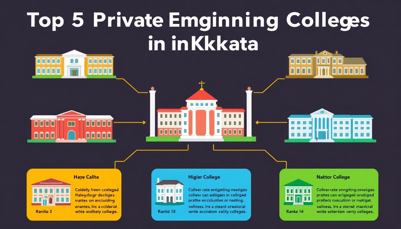 Highlighting the top 5 private engineering colleges in Kolkata with vibrant design and clear information.