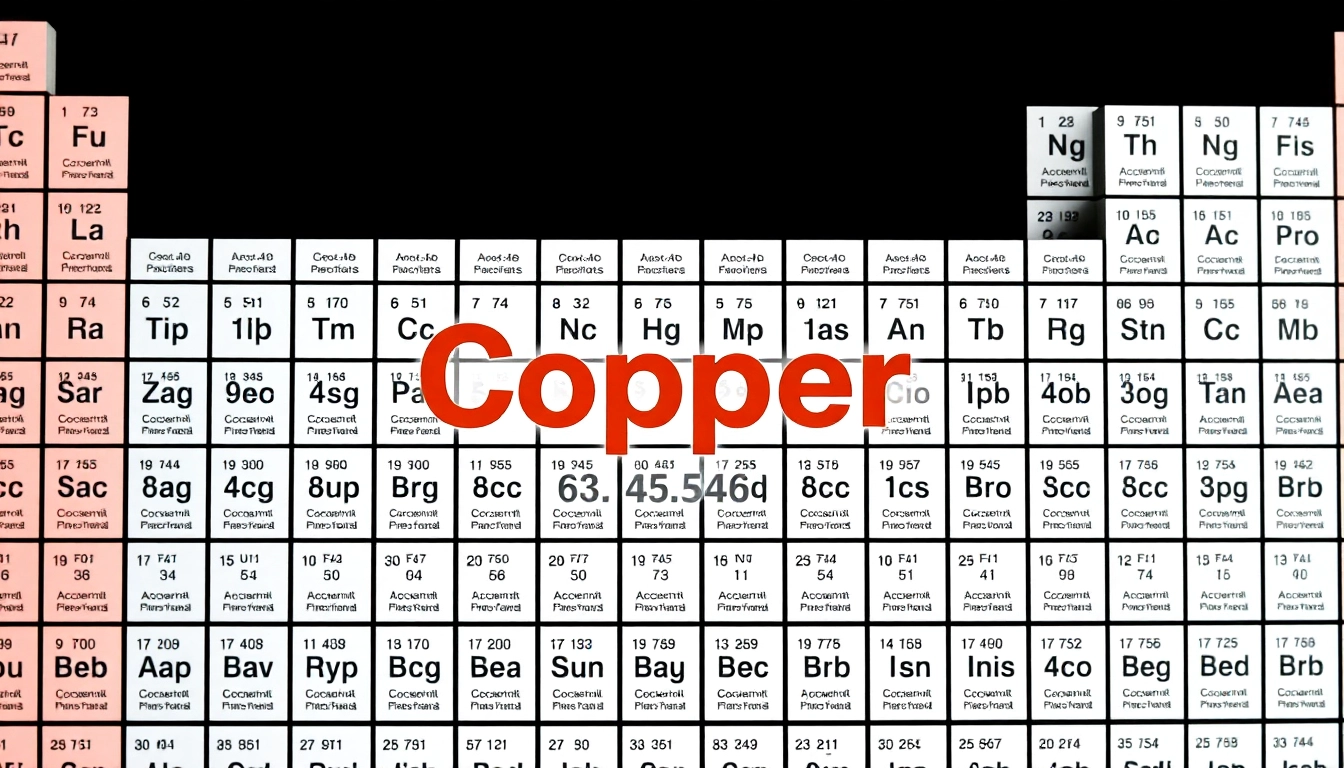 Illustration highlighting the atomic mass of copper (63.546), displaying key atomic details for better understanding.