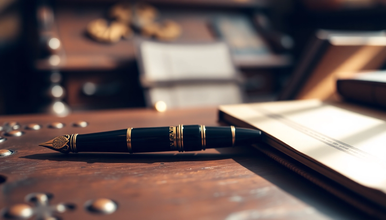 Showcasing the elegant fountain pen invented by Lewis Waterman on a vintage desk.