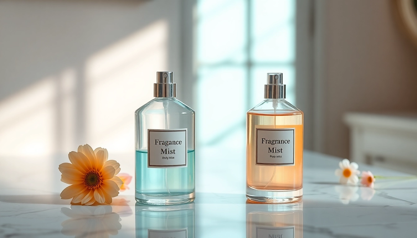 Compare body mist vs fragrance mist with distinct bottles showcasing design and essence.