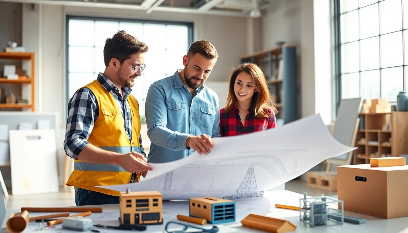 Engineers collaborating on innovative engineering solutions in a bright workspace.