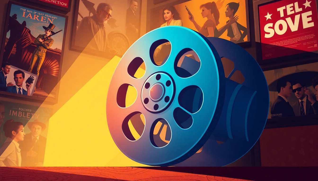 Discover exciting films with Filmygod, featuring a colorful film reel and iconic movie posters.