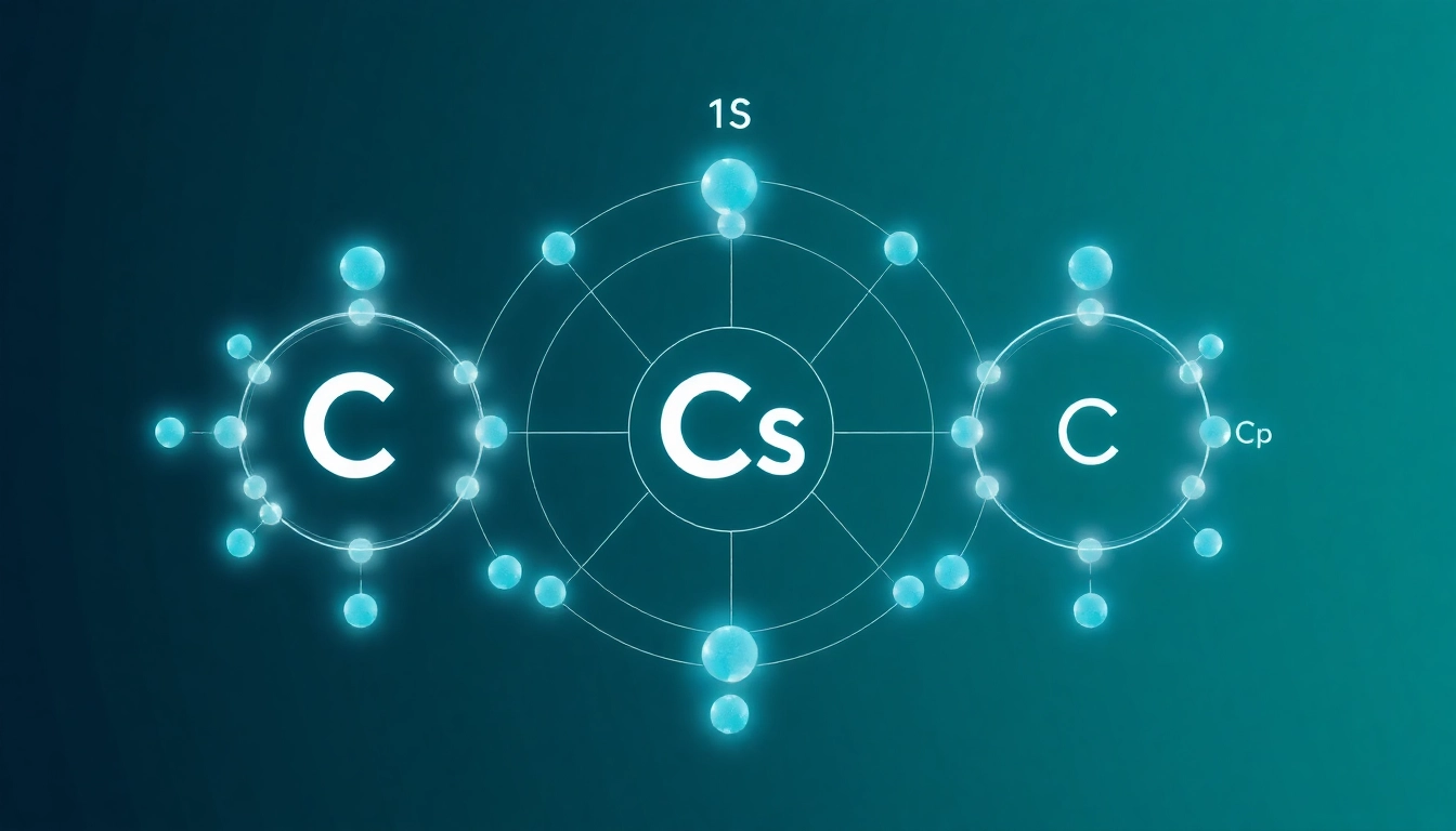 Visual representation of the carbon electron structure showcasing electron configurations in various orbitals.