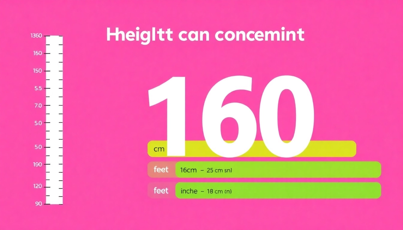 Convert 160 cms in feet: visual representation of height as 5 feet 3 inches with engaging graphics.