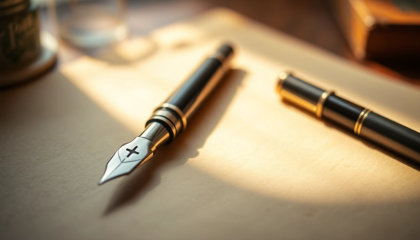 Highlighting who discovered fountain pen innovations, a vintage pen sits on parchment showcasing craftsmanship.