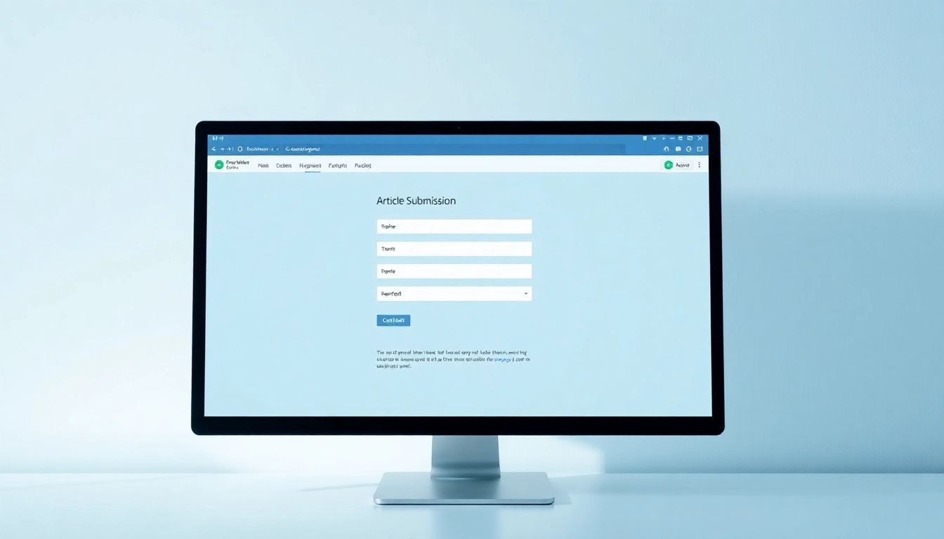 Uploadarticle submission form on a computer screen, showcasing a clean and user-friendly interface.
