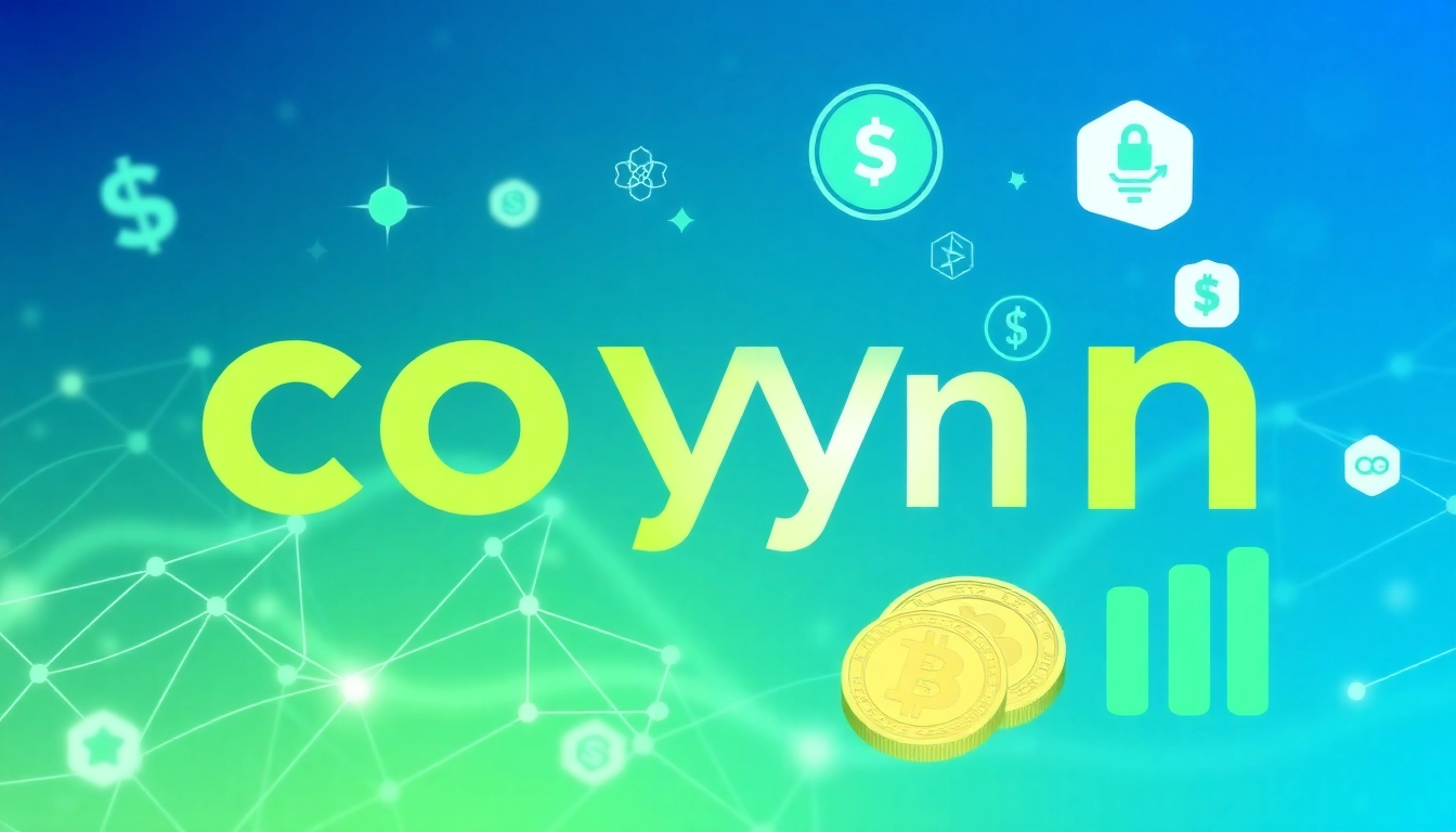 Coyyn showcases a dynamic visual integration of cryptocurrency and digital finance elements.