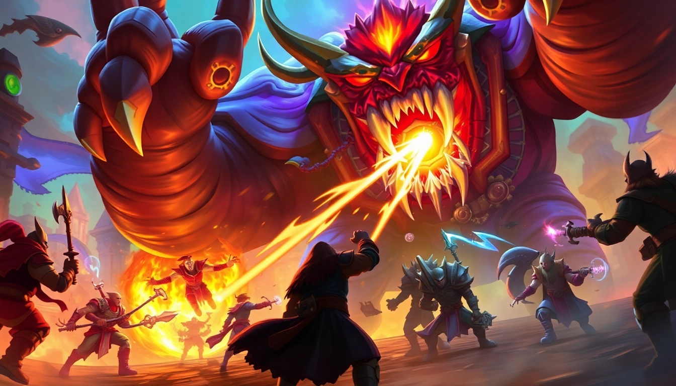 Experience the thrill of a WoW raid boost as players conquer a giant boss in vibrant fantasy surroundings.