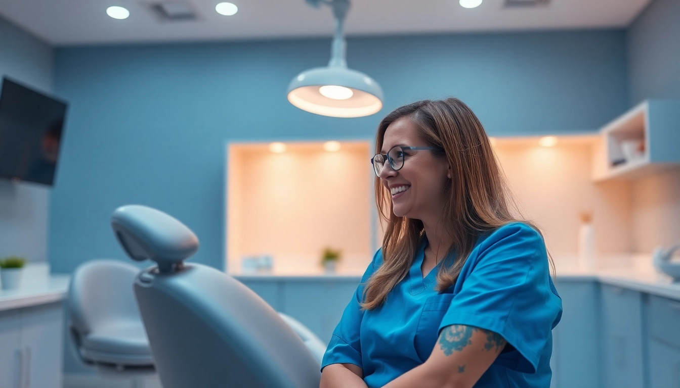 Cashmere Dental office featuring a welcoming dentist assisting a patient in a modern, bright environment.