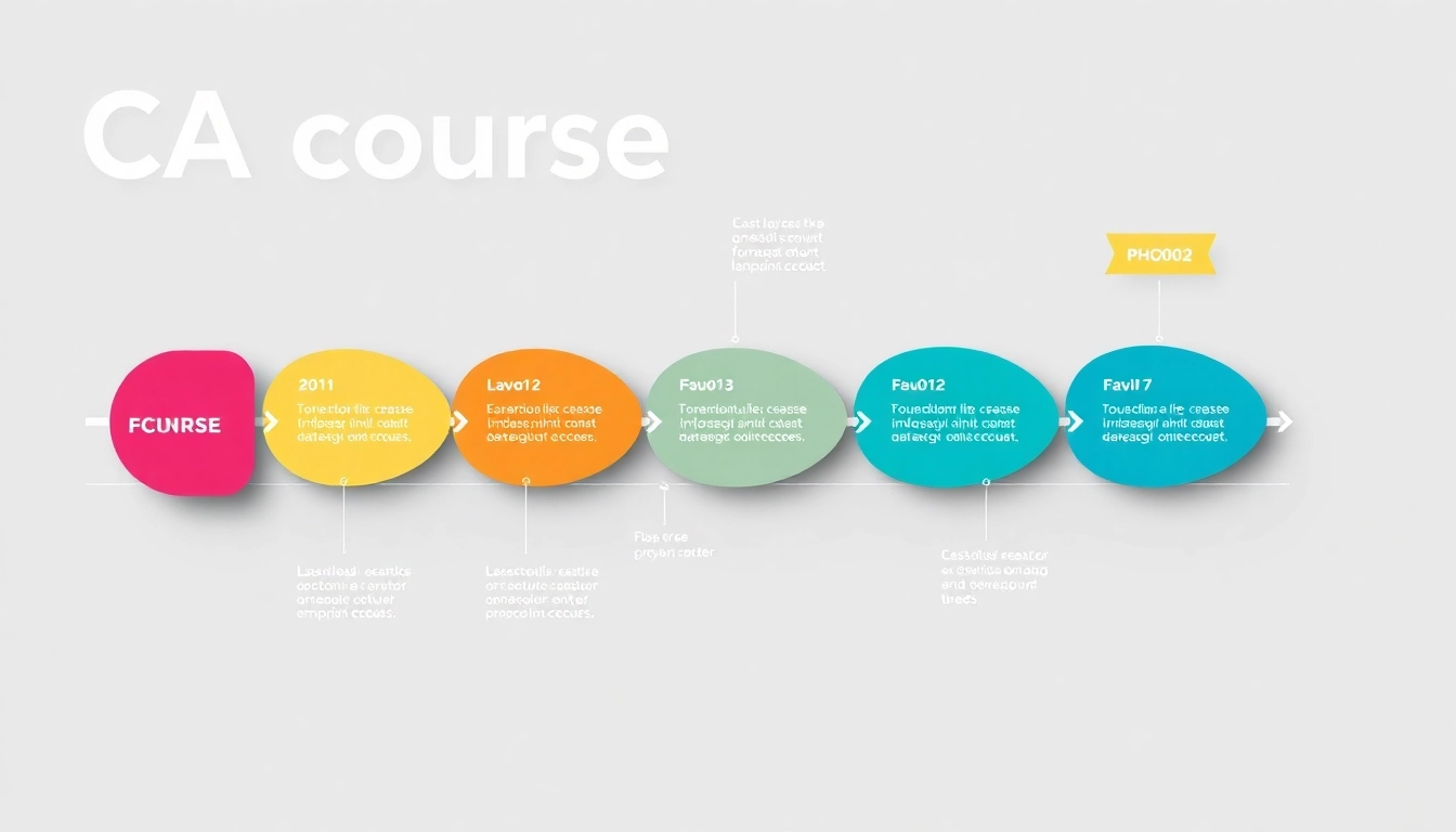 Infographic outlining the time duration of CA course, detailing its structure and key stages for prospective students.