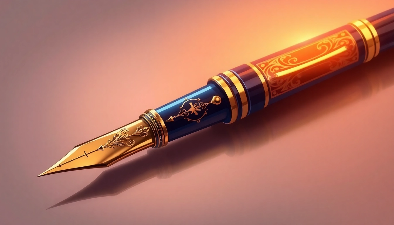 Highlight the invention of the fountain pen by Lewis Waterman, featuring a beautifully crafted vintage fountain pen.