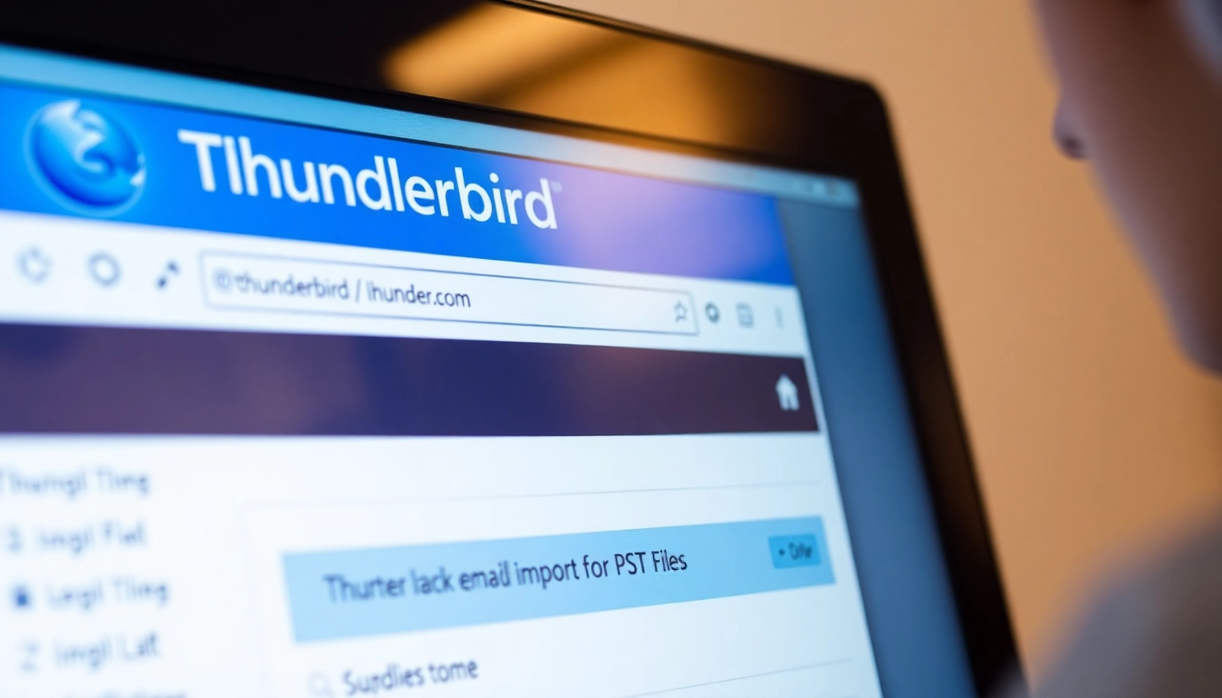 Import Thunderbird PST files on a computer screen with user interaction.