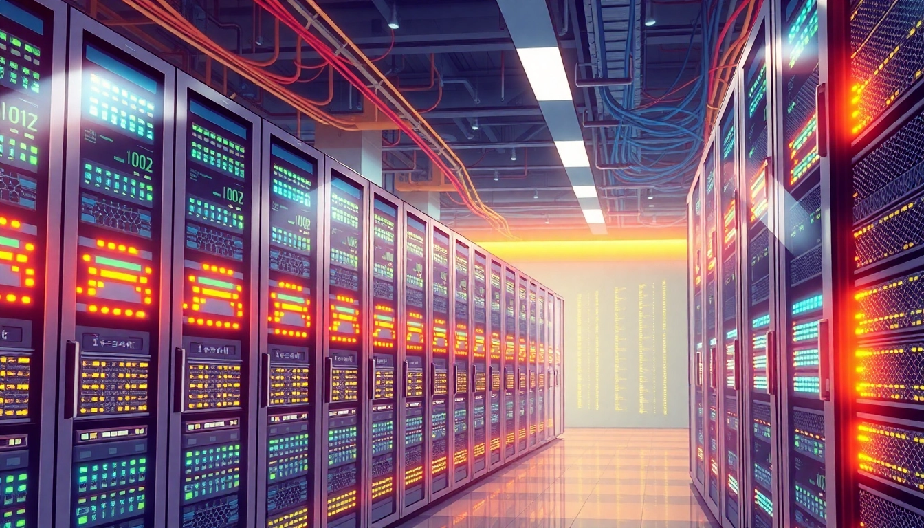 Understanding what is a isp network: a modern data center filled with server racks, showcasing connectivity.