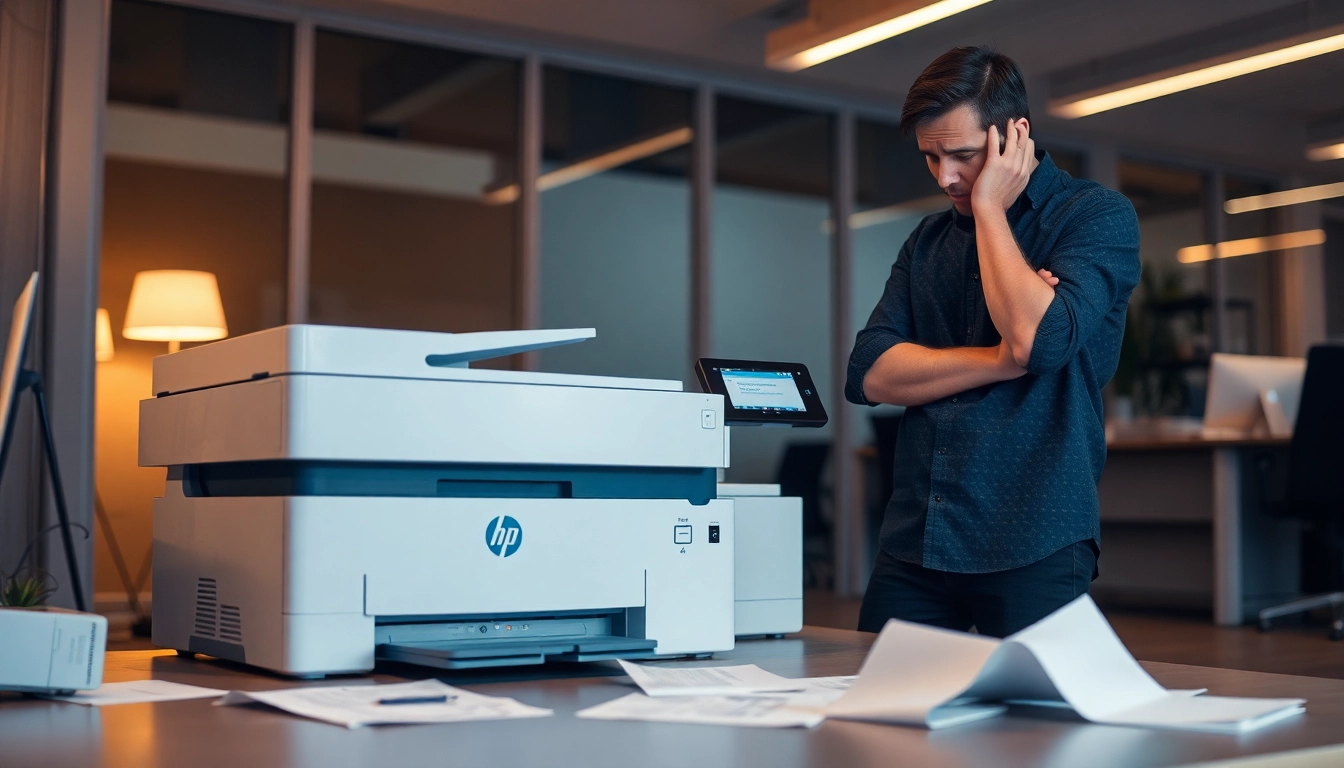 Resolve HP printer problems and solutions while troubleshooting a common printer error in an office.